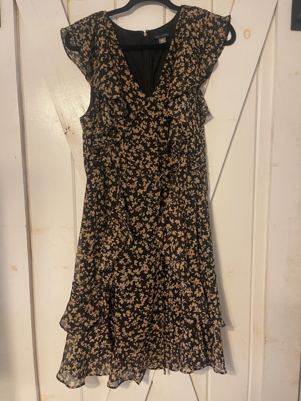 Tommy Hilfiger Black Midi Dress with Cream Floral Print